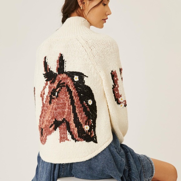 Pilcro Sweaters Nwot Anthropologie X Pilcro Horse Horseshoe Cream